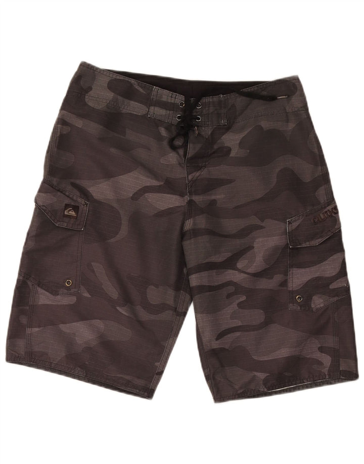 Quiksilver Mens Swimming Shorts Medium Grey Camouflage Polyester