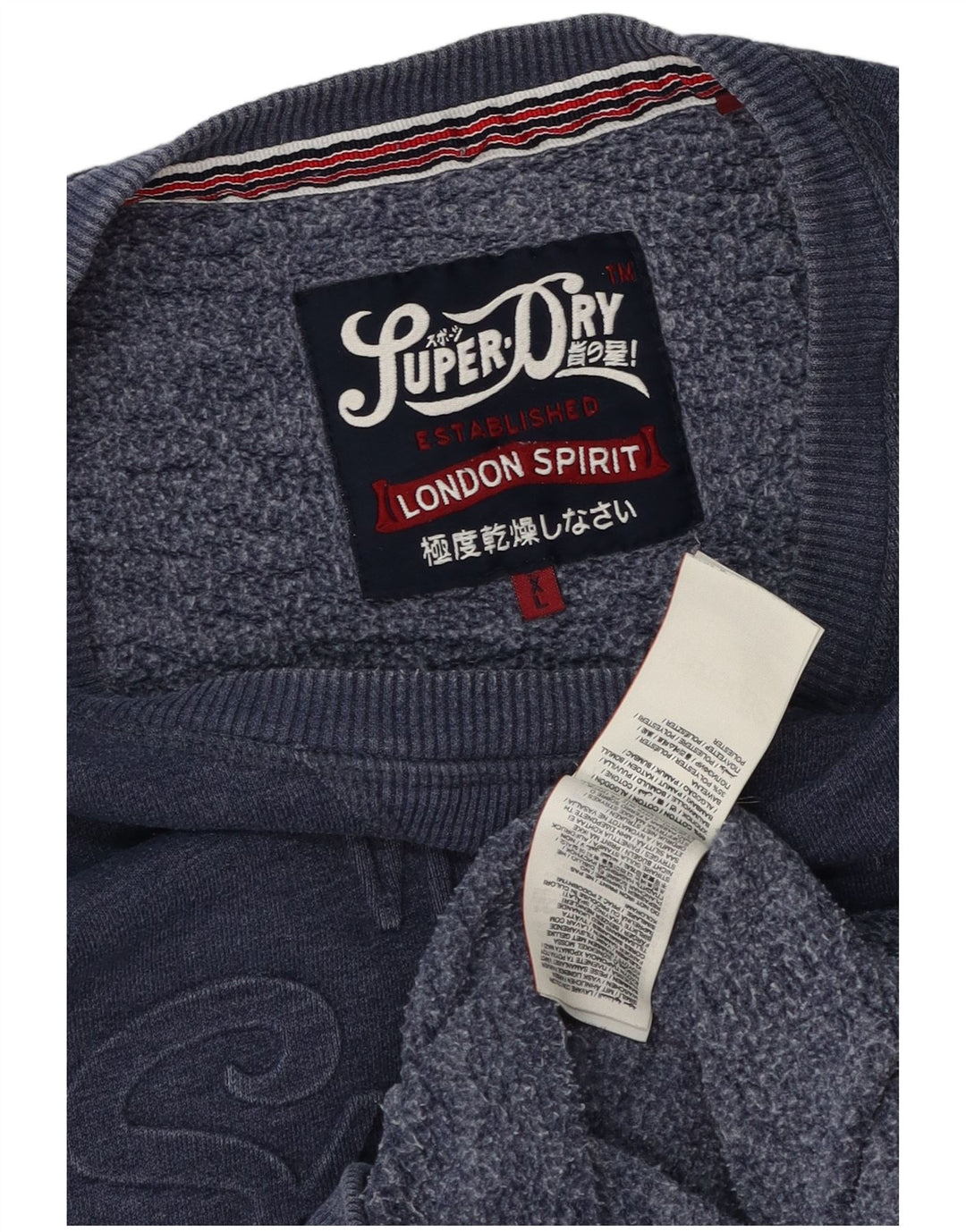 Superdry Mens Graphic Sweatshirt Jumper XL Blue Flecked Cotton