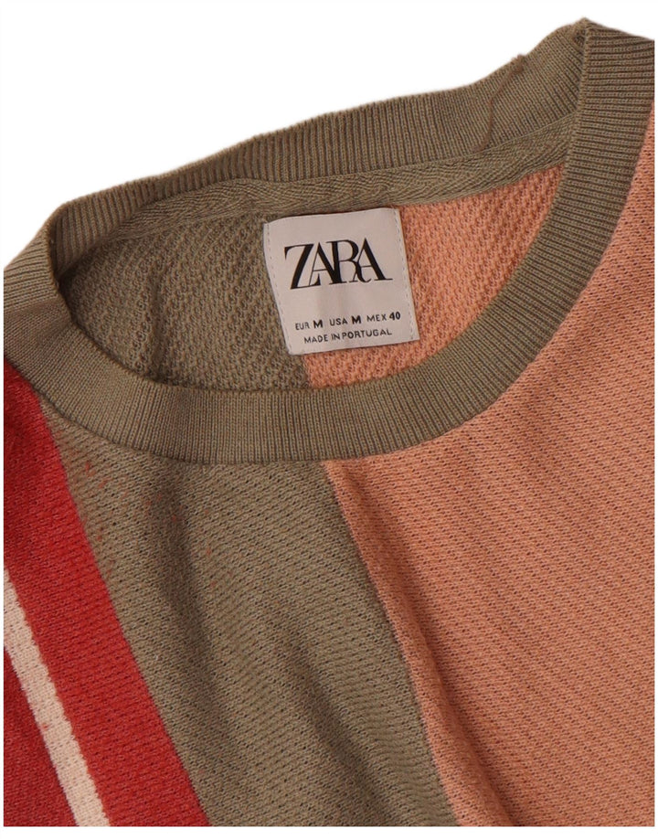 Zara Mens T-Shirt Top Medium Multicoloured Striped
