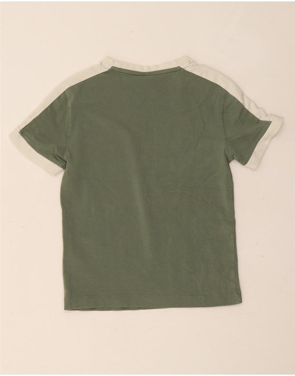 Puma Womens Crop T-Shirt Top UK 8 Small Green Colourblock Cotton