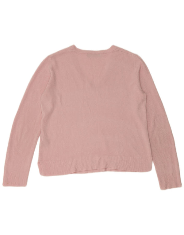 Marks & Spencer Womens Crop V-Neck Jumper Sweater UK 14 Medium Pink Acrylic