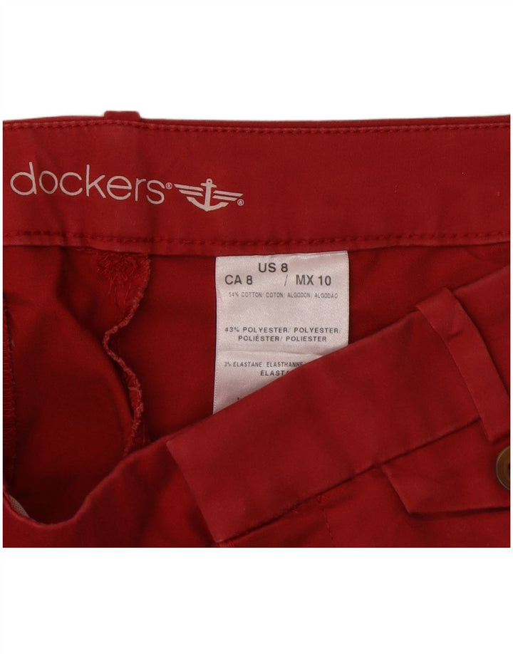 Dockers Womens Capri Trousers US 8 Medium W30 L20 Red Polyester