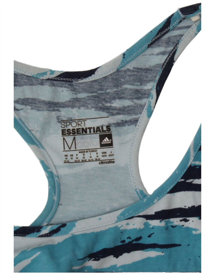 ADIDAS Womens Climalite Graphic Vest Top UK 12/14 Medium Blue Camouflage