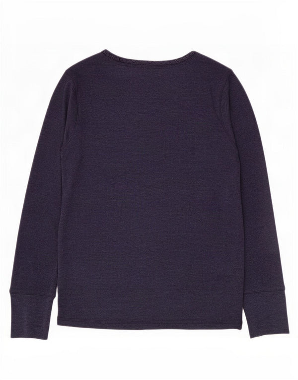 Marks & Spencer Womens Top Long Sleeve UK 12 Medium Navy Blue Cotton