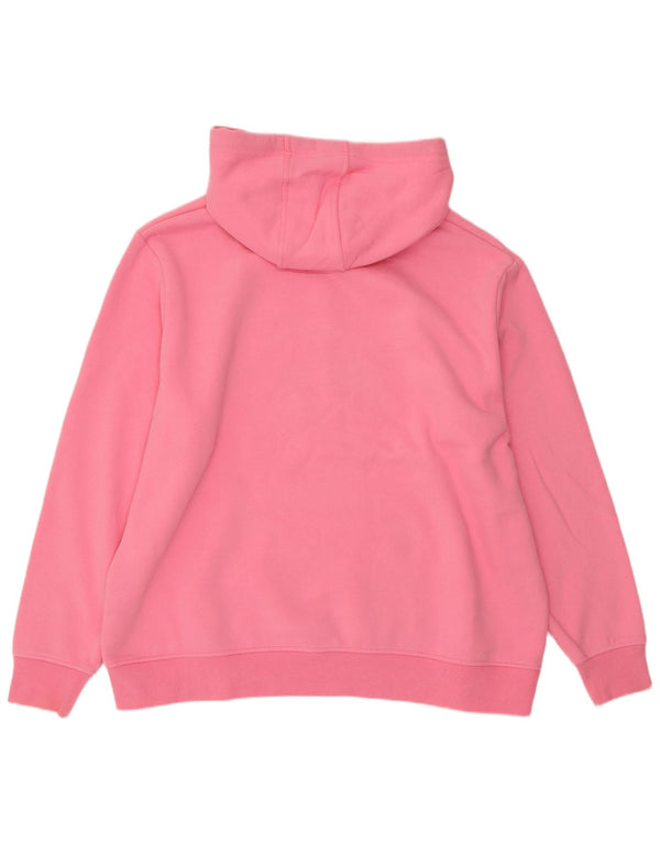 ELLESSE Womens Graphic Oversized Hoodie Jumper UK 22 3XL  Pink Cotton