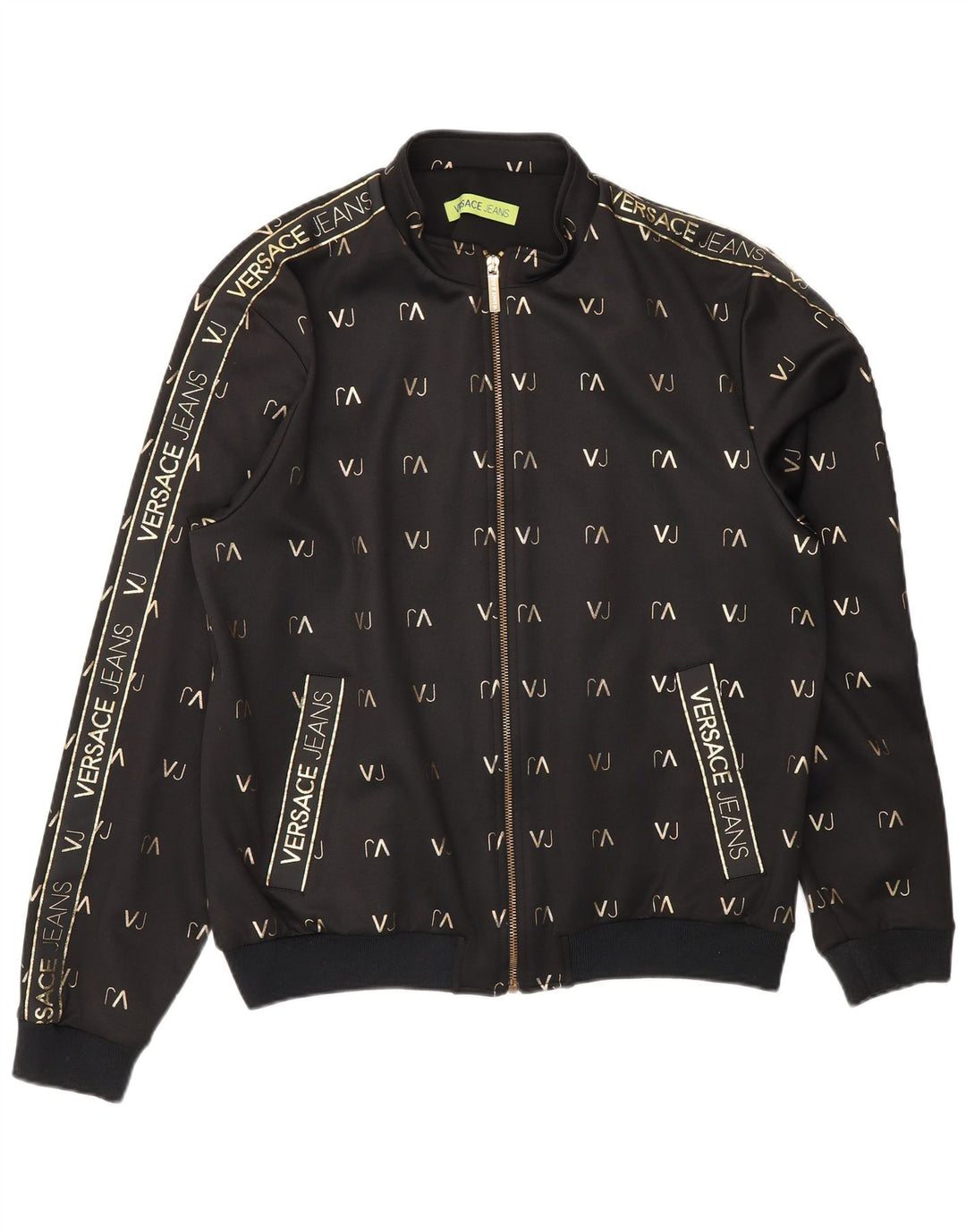Versace Mens Graphic Tracksuit Top Jacket XL Black Polyester Sports