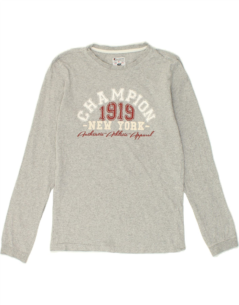 CHAMPION Boys Graphic Top Long Sleeve 13-14 Years XL Grey Vintage Champion and Second-Hand Champion from Messina Hembry 