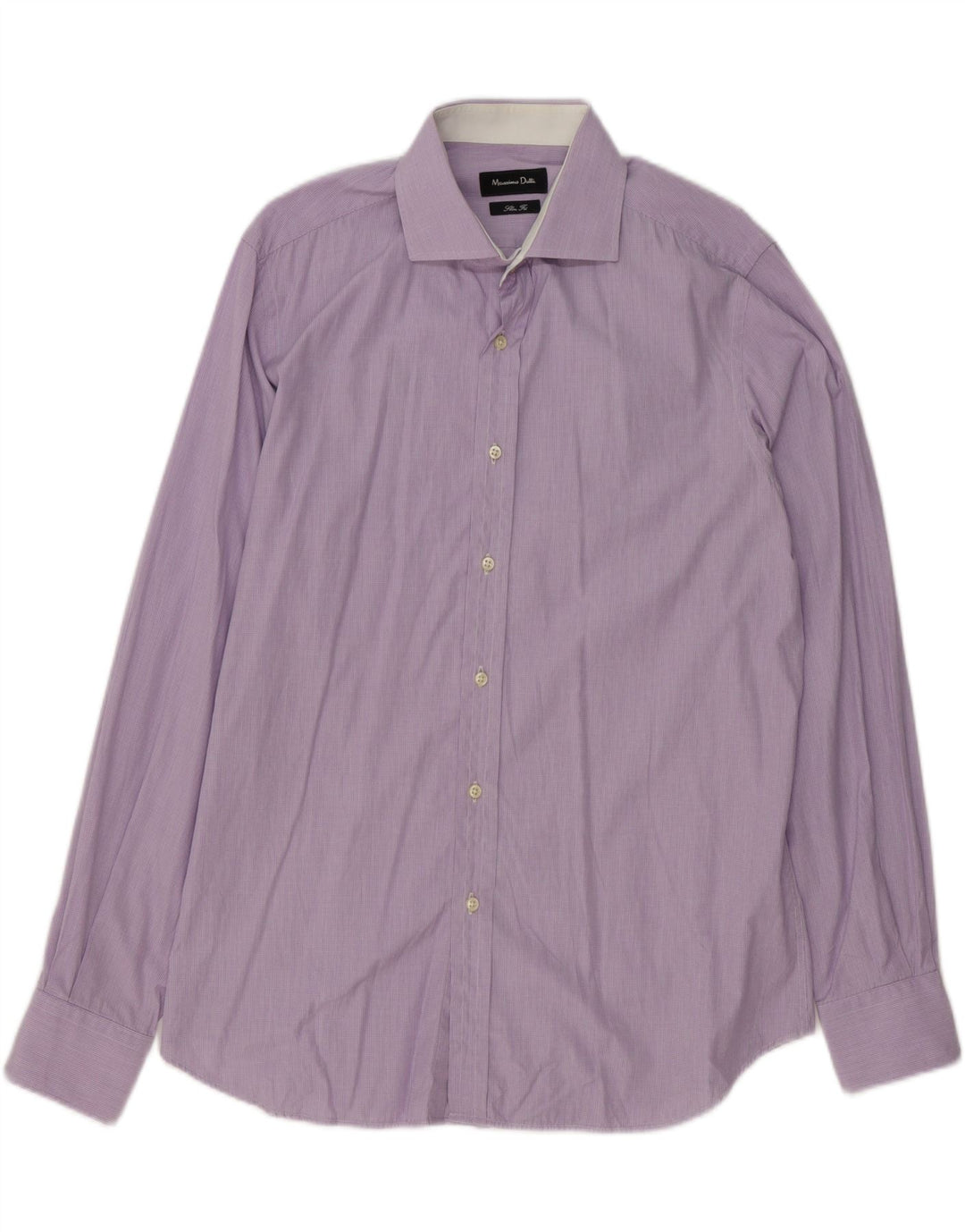 MASSIMO DUTTI Mens Slim Fit Shirt Size 43 17 XL Purple Gingham