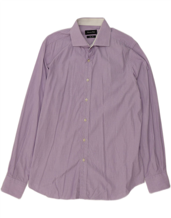 MASSIMO DUTTI Mens Slim Fit Shirt Size 43 17 XL Purple Gingham