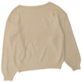 Vintage Womens Crop Graphic Boat Neck Jumper Sweater EU 40 Medium White