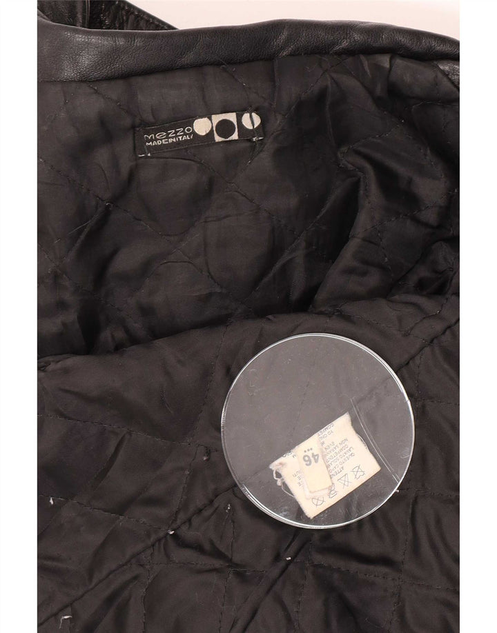 Vintage Womens 3 Button Blazer Jacket IT 46 Large Black Leather