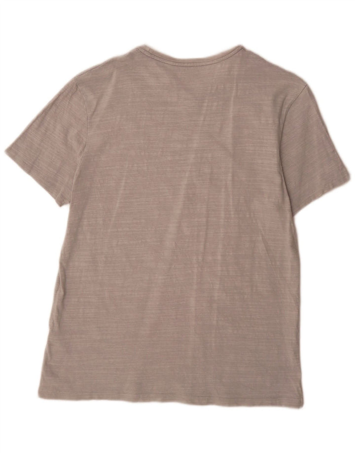 All Saints Mens T-Shirt Top Large Grey Flecked Cotton