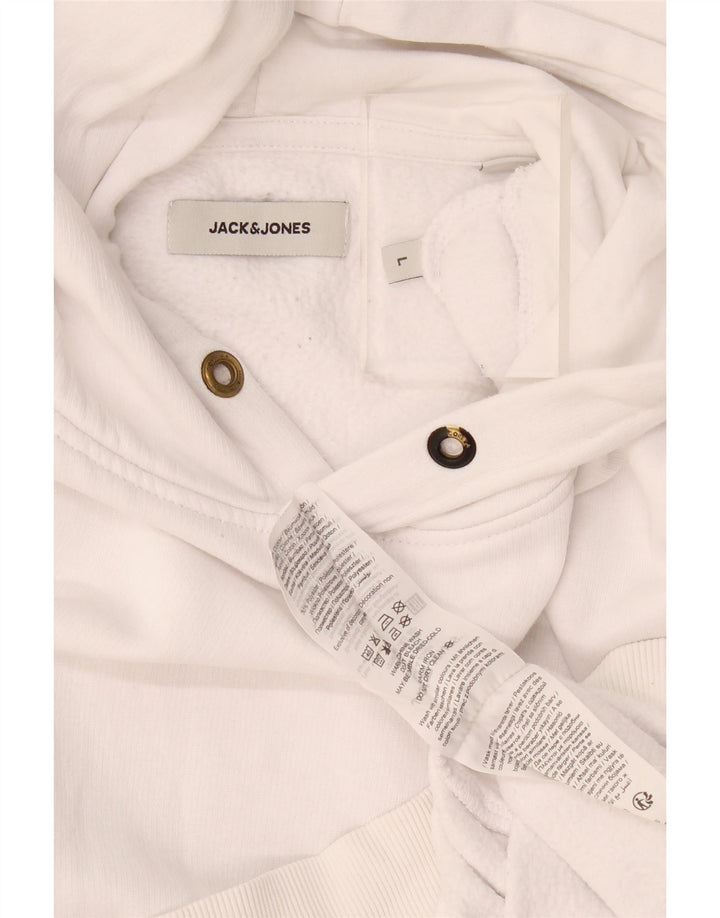 Jack & Jones Mens Hoodie Jumper Large White Cotton