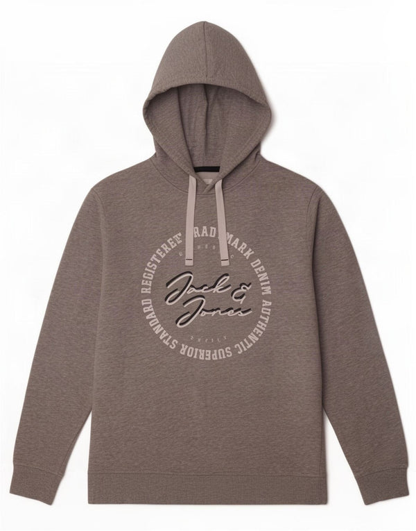 Jack & Jones Mens Graphic Hoodie Jumper Large Grey Cotton