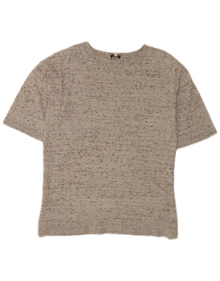 Reiss Womens T-Shirt Top UK 12 Medium Grey Flecked Cotton