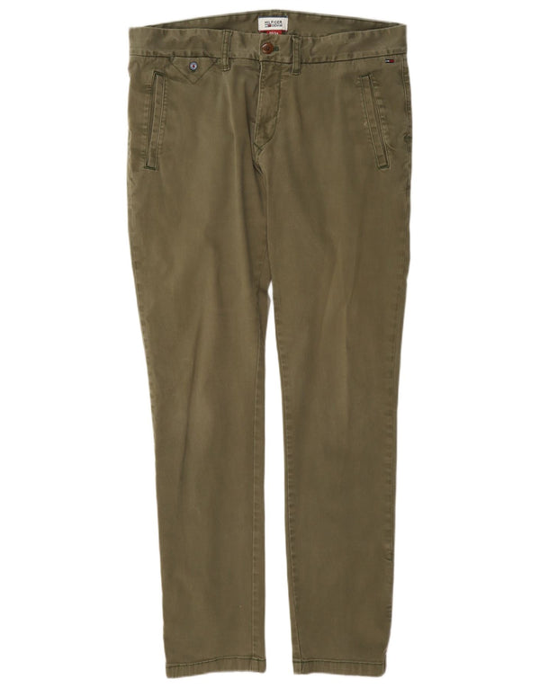 Tommy Hilfiger Mens Slim Chino Trousers W34 L34 Khaki Cotton