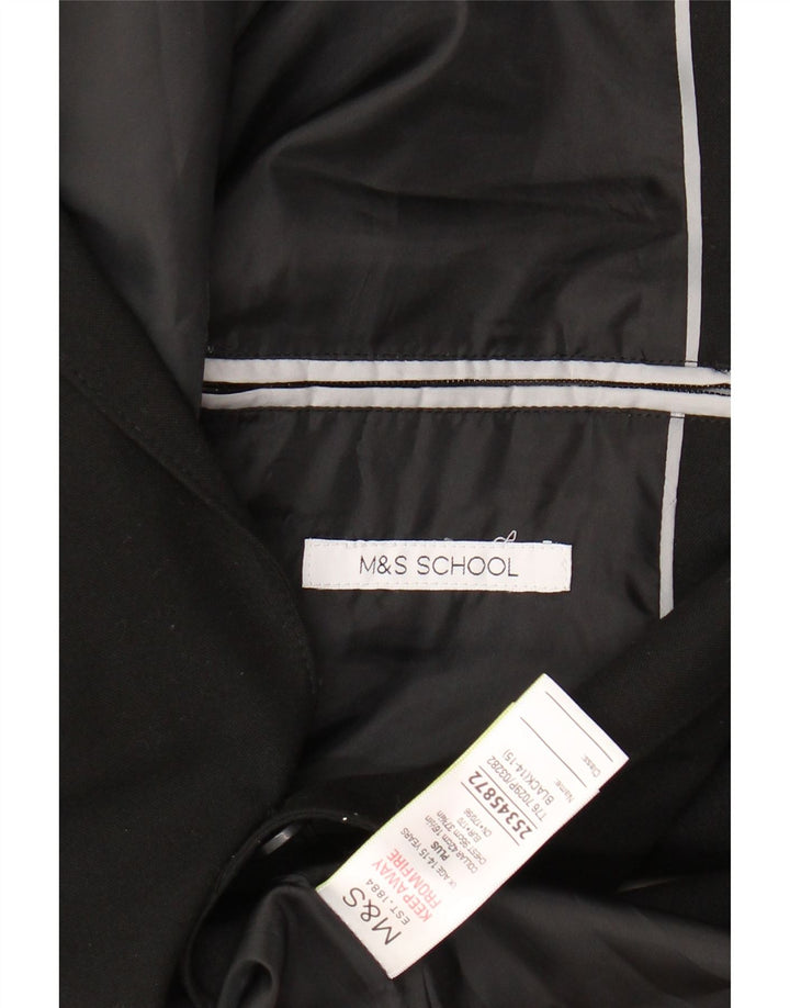 MARKS & SPENCER Boys 2 Button Blazer Jacket 14-15 Years Black Polyester