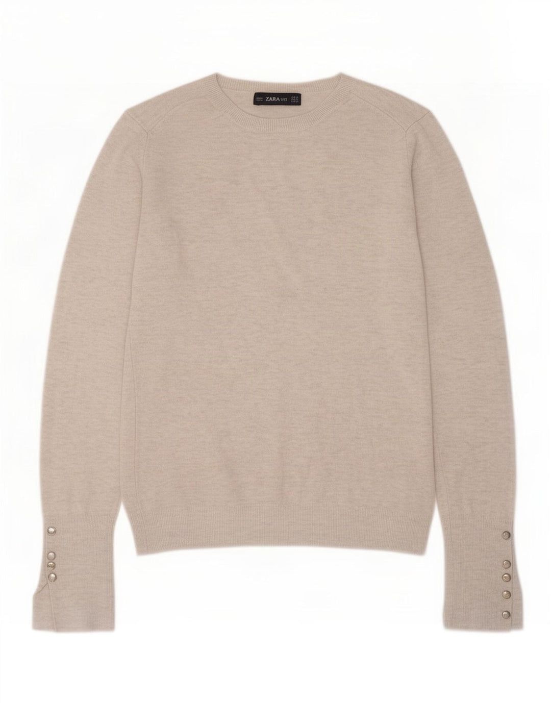 Zara Womens Crew Neck Jumper Sweater UK 12 Medium Grey Flecked Viscose