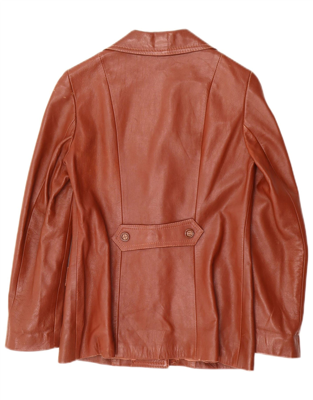 Vintage Womens 3 Button Leather Blazer Jacket IT 40 Small Brown Leather