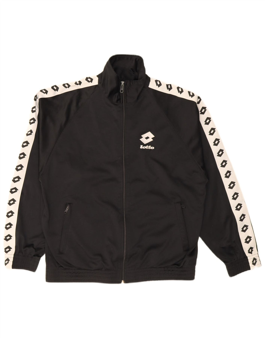 Lotto Mens Graphic Tracksuit Top Jacket Large Black Colourblock