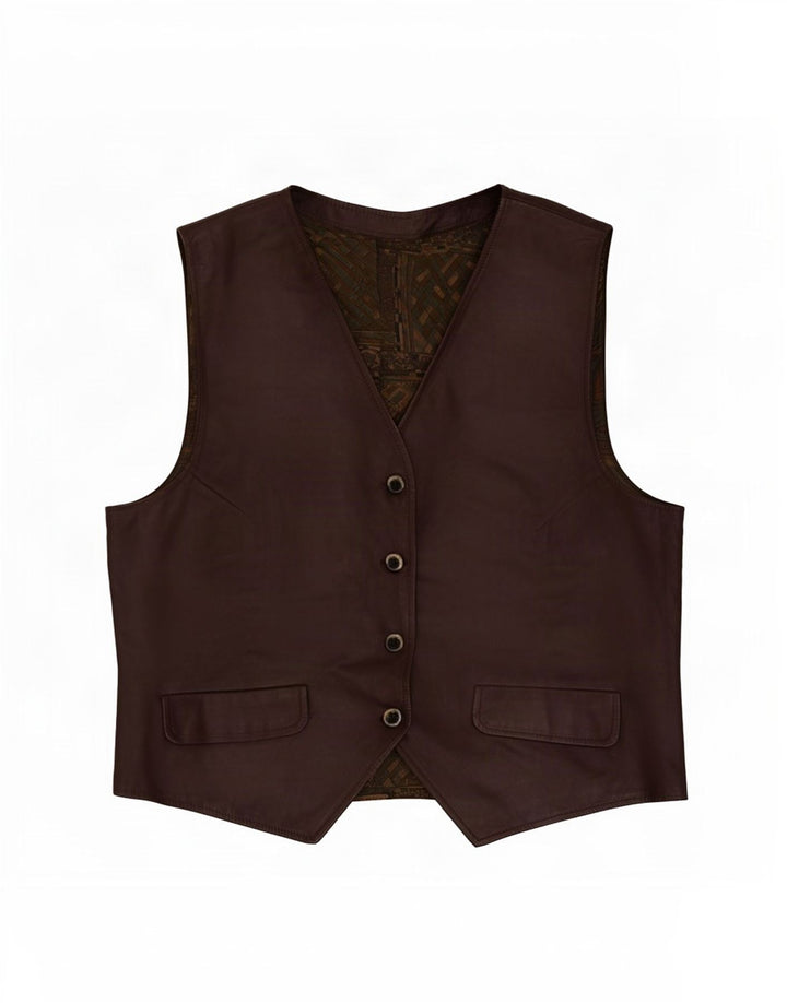 Vintage Mens Waistcoat Small Brown