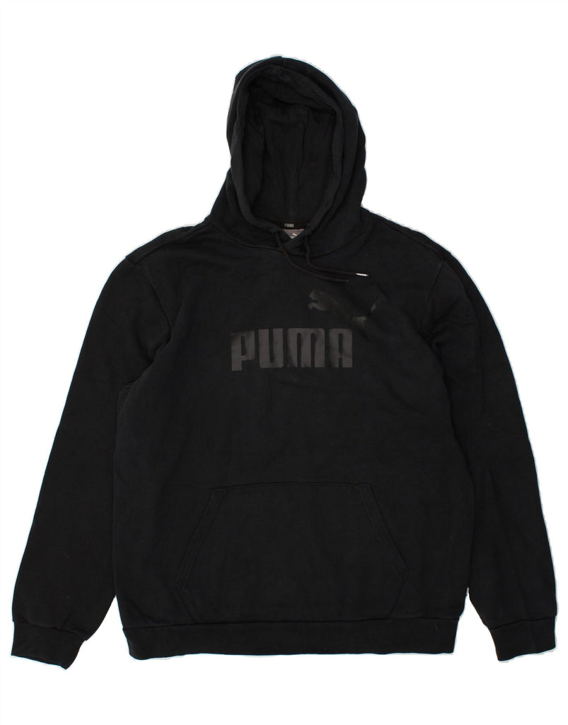 PUMA Mens Graphic Hoodie Jumper Large Black | Vintage Puma | Thrift | Second-Hand Puma | Used Clothing | Messina Hembry 