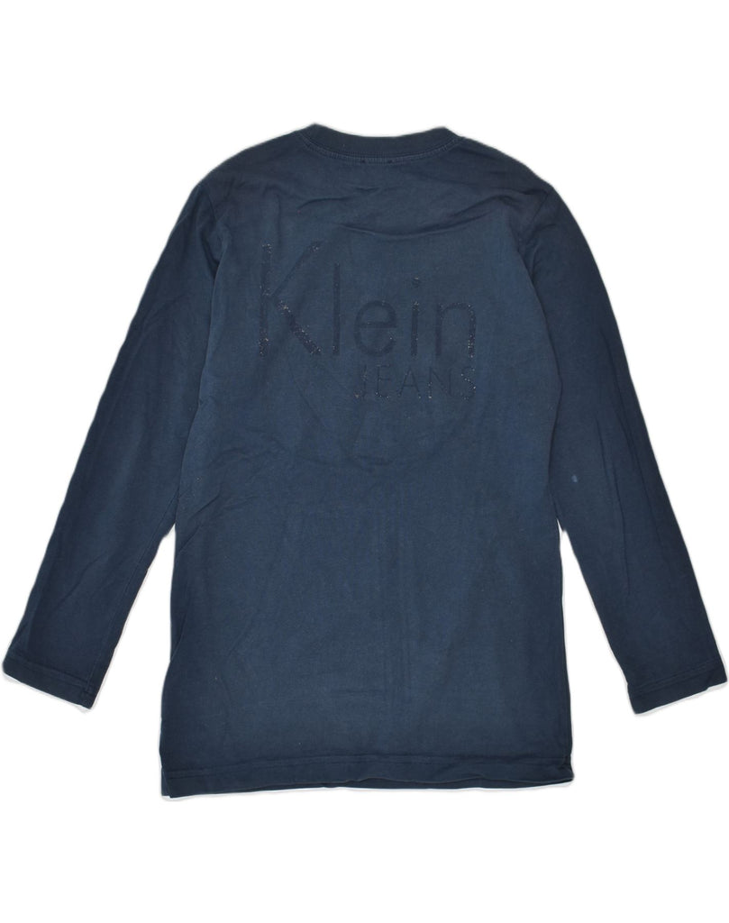 CALVIN KLEIN JEANS Boys Graphic Top Long Sleeve 7-8 Years Navy Blue Cotton | Vintage | Thrift | Second-Hand | Used Clothing | Messina Hembry 