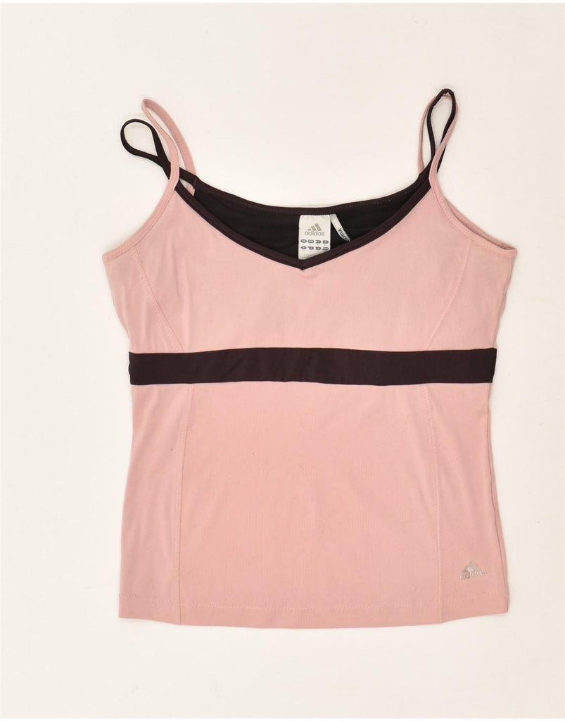 ADIDAS Womens Clima 365 Cami Top UK 14 Medium  Pink Colourblock Polyester | Vintage Adidas | Thrift | Second-Hand Adidas | Used Clothing | Messina Hembry 