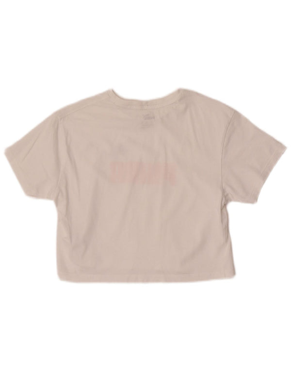 Puma Girls Crop Graphic T-Shirt Top 9-10 Years White Cotton