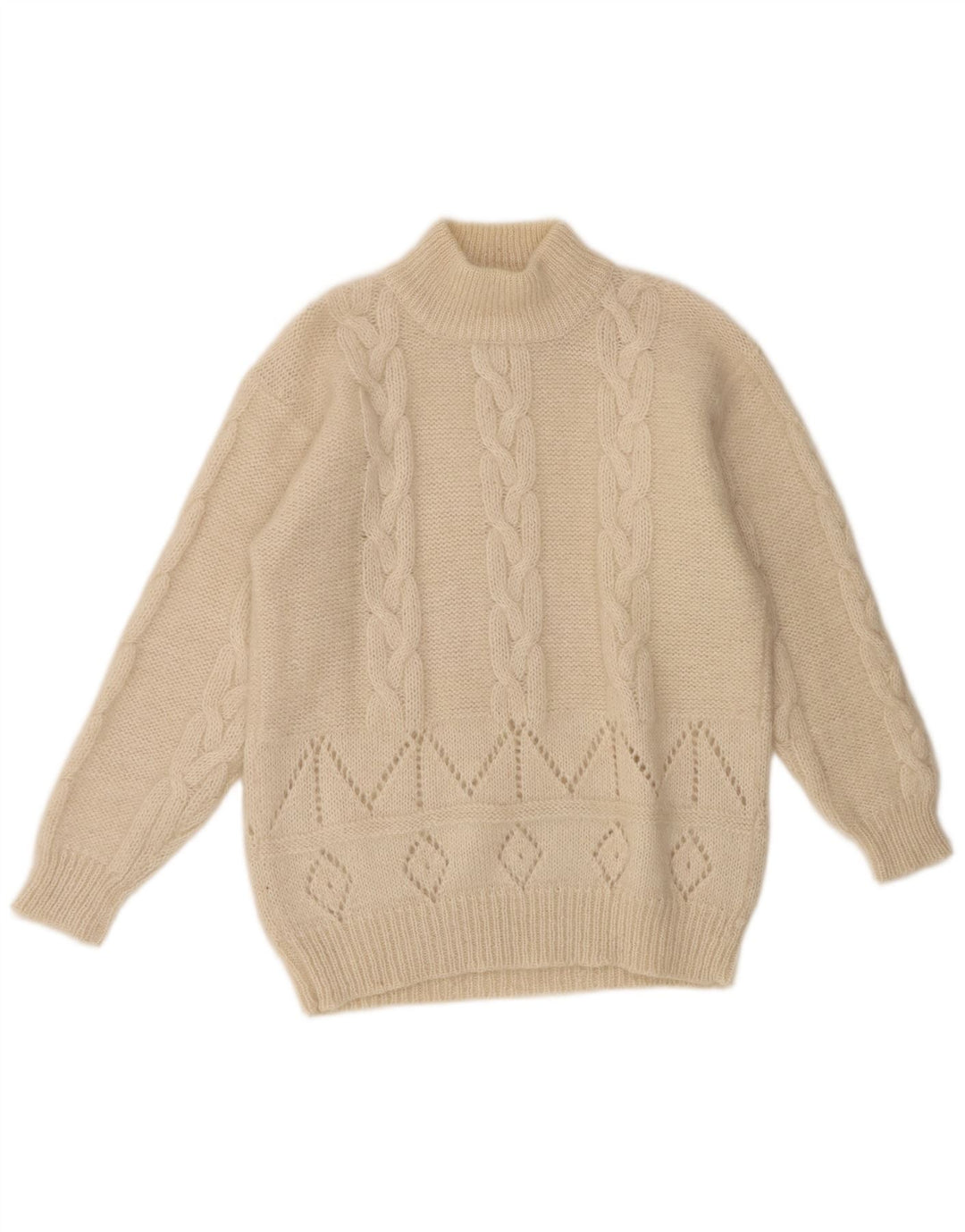 Vintage Womens Turtle Neck Jumper Sweater UK 16 Large Off White
