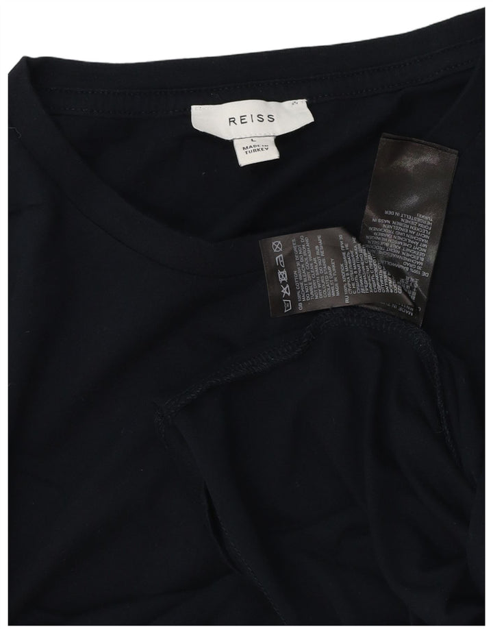 Reiss Mens T-Shirt Top Large Navy Blue Cotton
