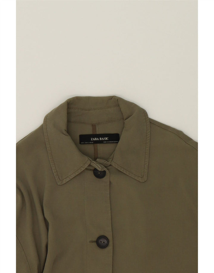 ZARA Womens Overcoat UK 14 Medium Green Lyocell Vintage Zara and Second-Hand Zara from Messina Hembry 