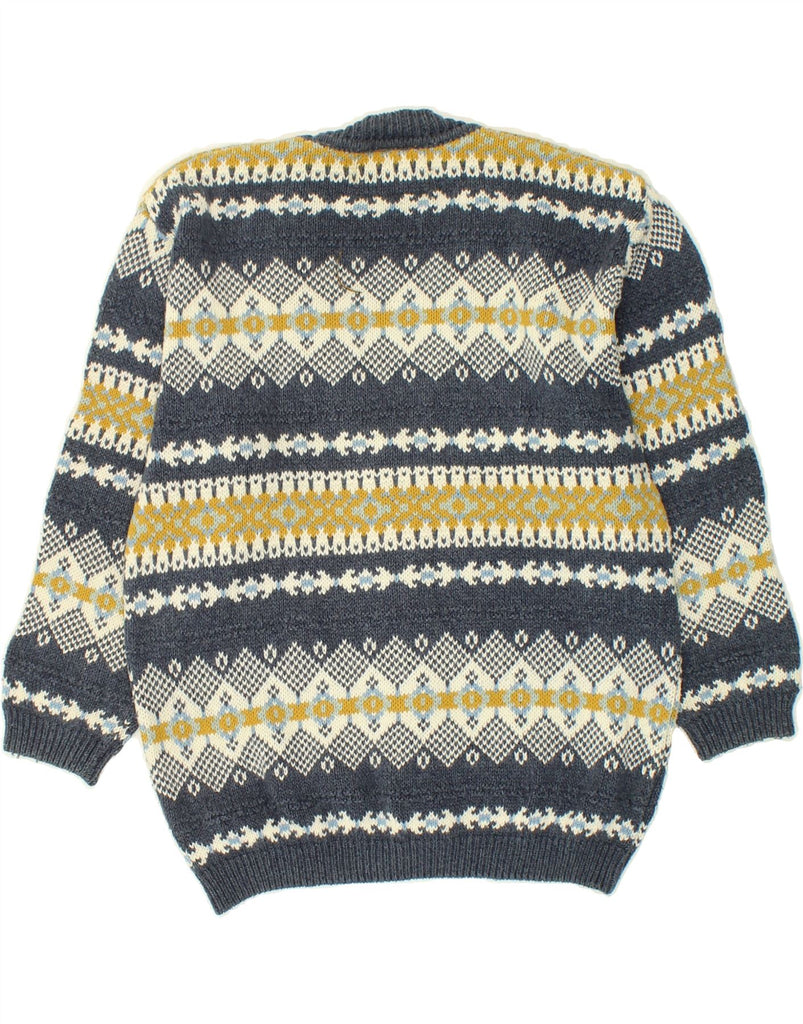 JOHNNY LAMBS Boys Cardigan Sweater 9-10 Years Grey Fair Isle Cotton | Vintage Johnny Lambs | Thrift | Second-Hand Johnny Lambs | Used Clothing | Messina Hembry 