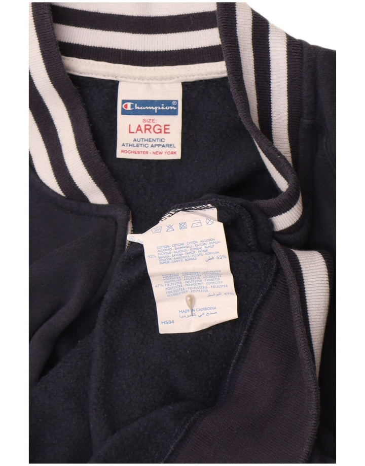 Champion Mens Tracksuit Top Jacket Large Navy Blue Striped Cotton