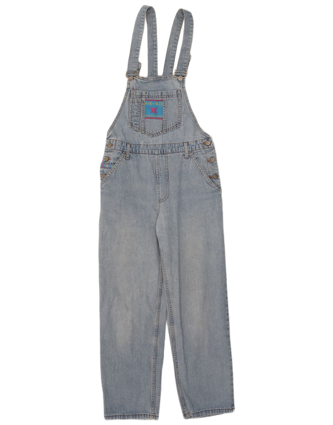 Vintage Womens Graphic Dungarees Straight Jeans EU 38 Medium  Blue Cotton