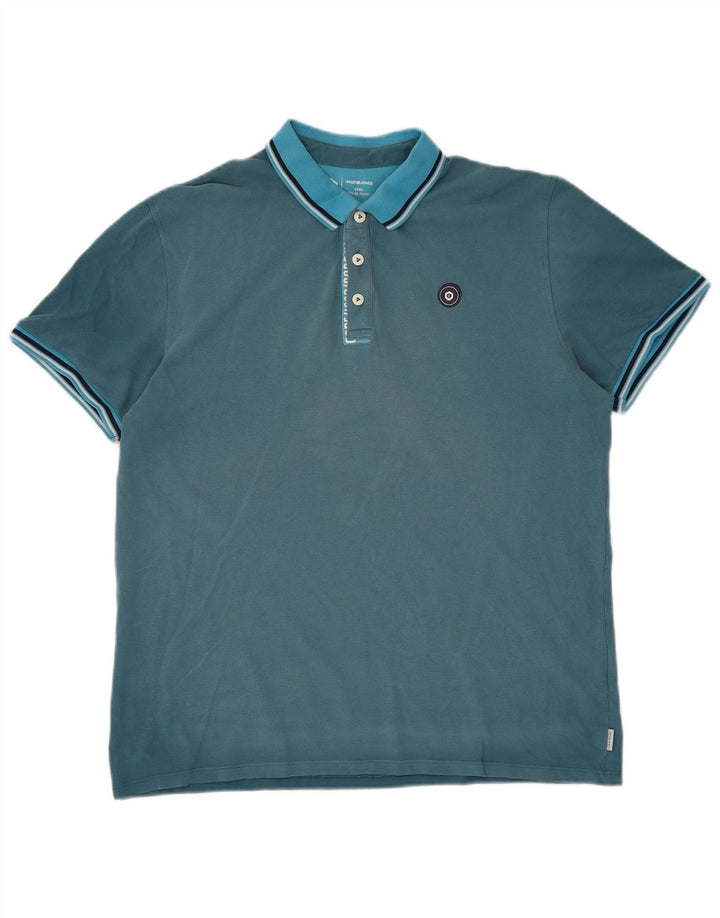 JACK & JONES Mens Polo Shirt XL Blue Cotton