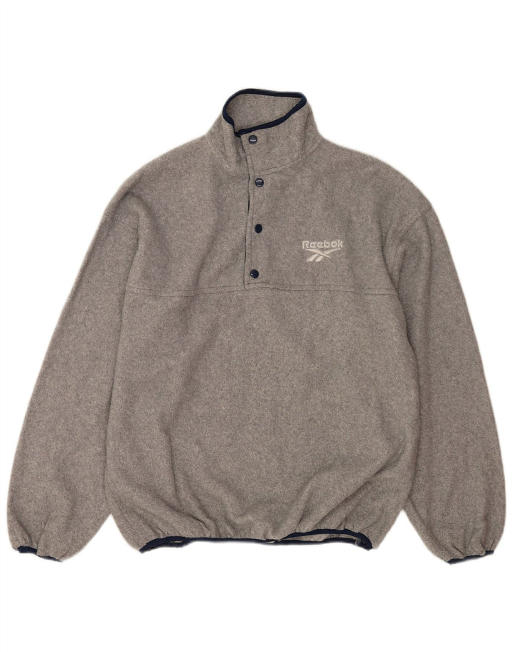 Reebok Mens Button Neck Fleece Jumper XL Grey Polyester