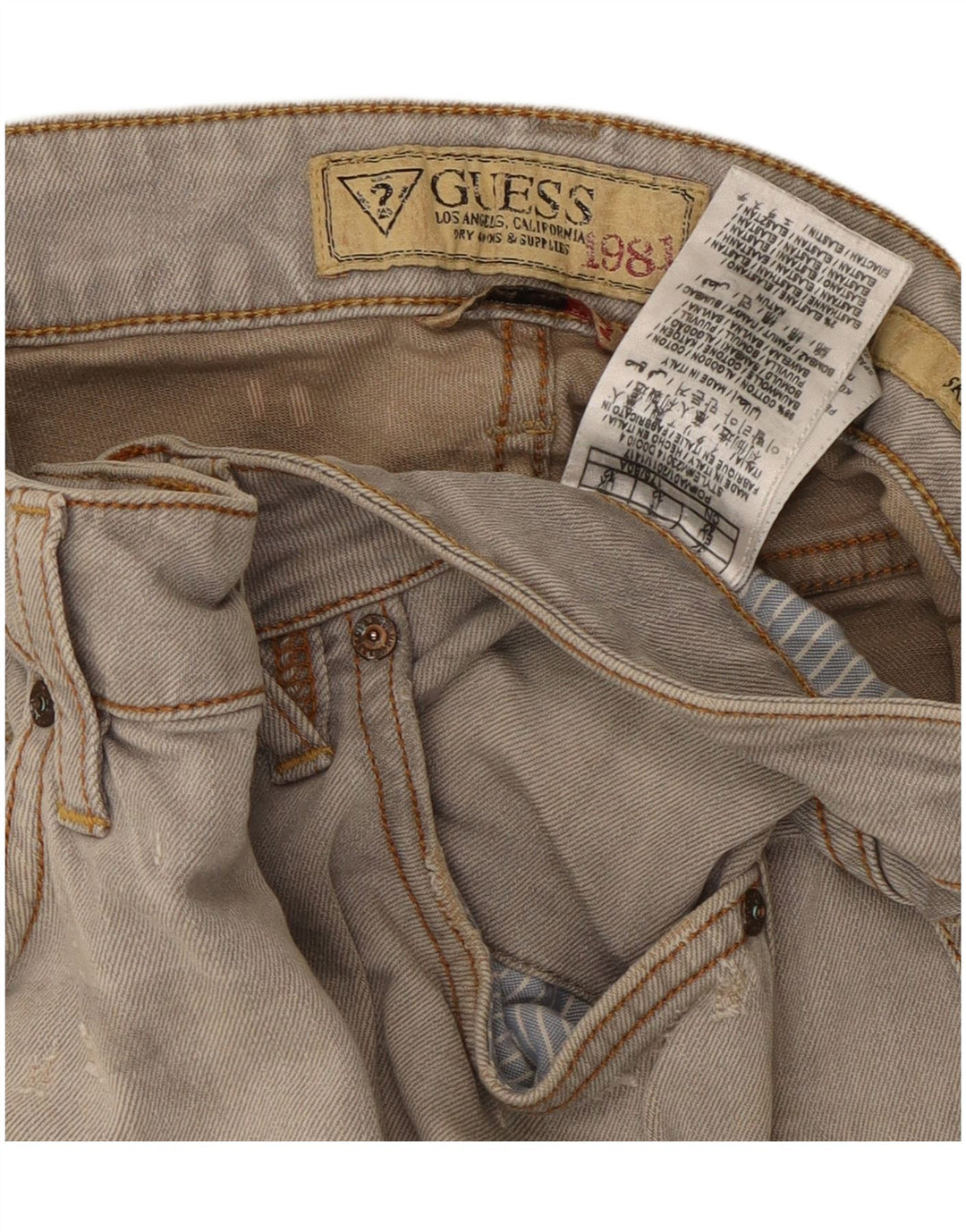 GUESS Mens Distressed Skinny Jeans W32 L32 Grey Cotton
