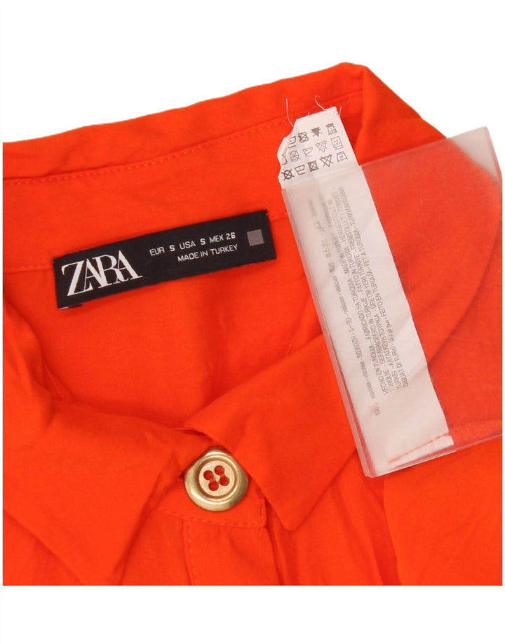 Zara Womens Pullover Shirt Dress UK 10 Small Orange Viscose