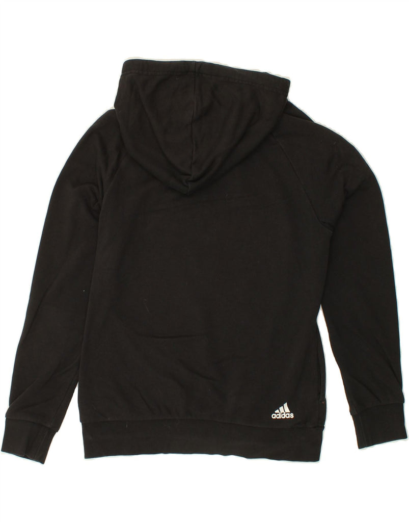 ADIDAS Womens Graphic Hoodie Jumper UK 12/14 Medium Black Cotton Vintage Adidas and Second-Hand Adidas from Messina Hembry 