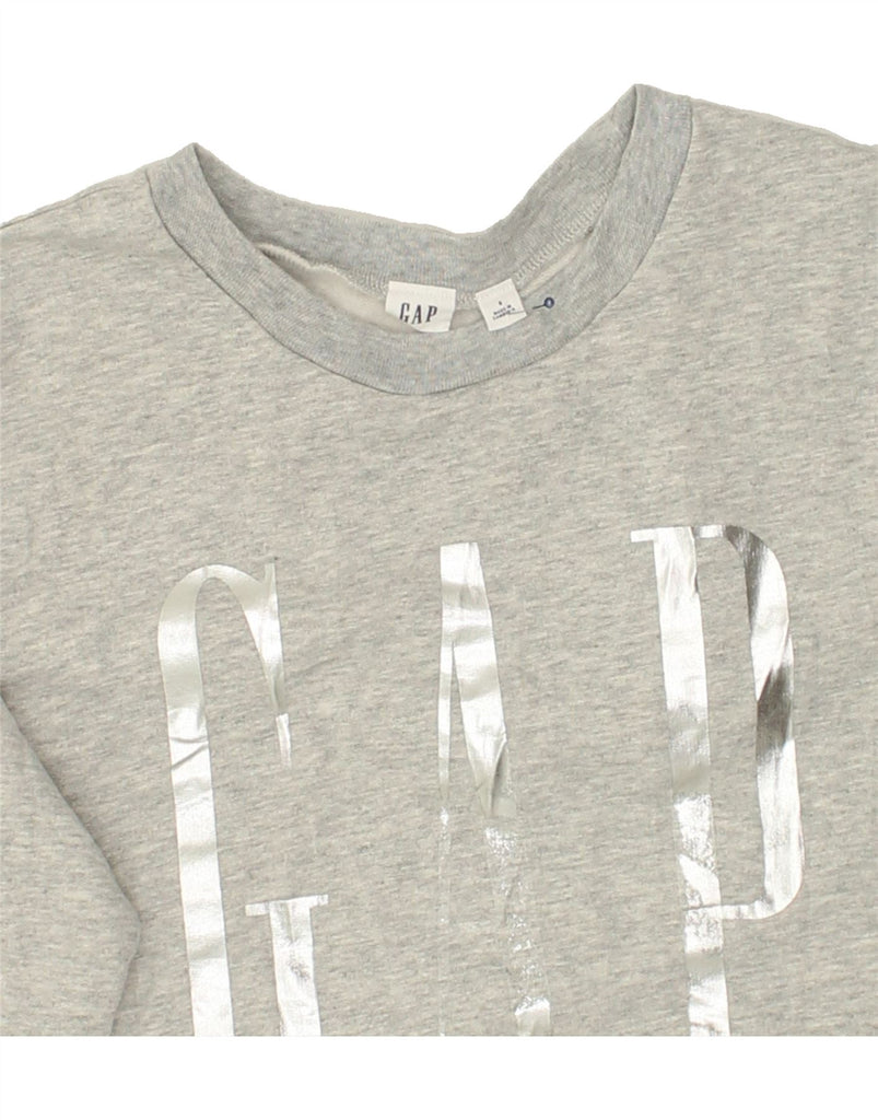 GAP Womens Graphic Sweatshirt Jumper UK 10 Small Grey Cotton | Vintage Gap | Thrift | Second-Hand Gap | Used Clothing | Messina Hembry 