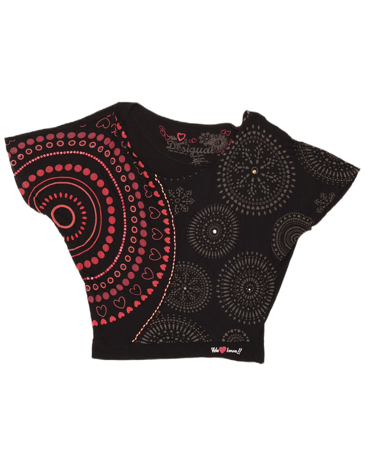 Desigual Womens Oversized Graphic Blouse Top UK 14 Medium Black Geometric