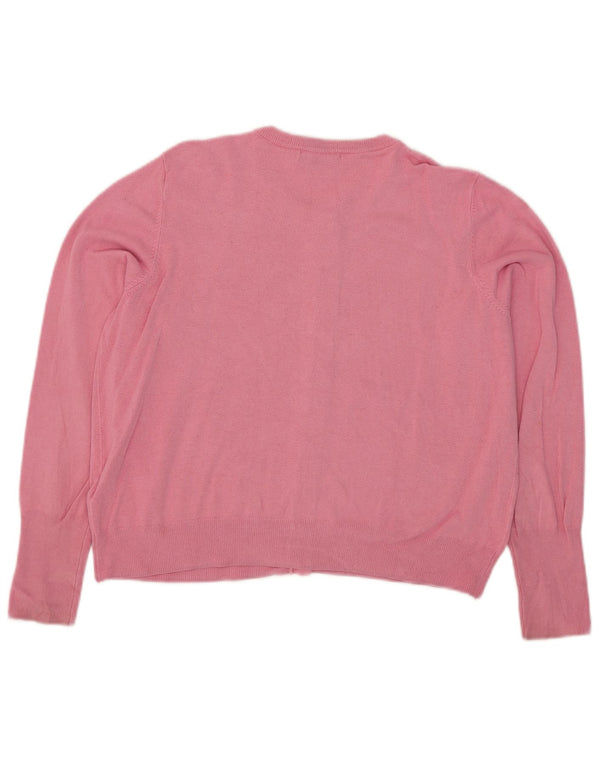 Marks & Spencer Womens Crop Oversized Cardigan Sweater UK 6 XS Pink Viscose