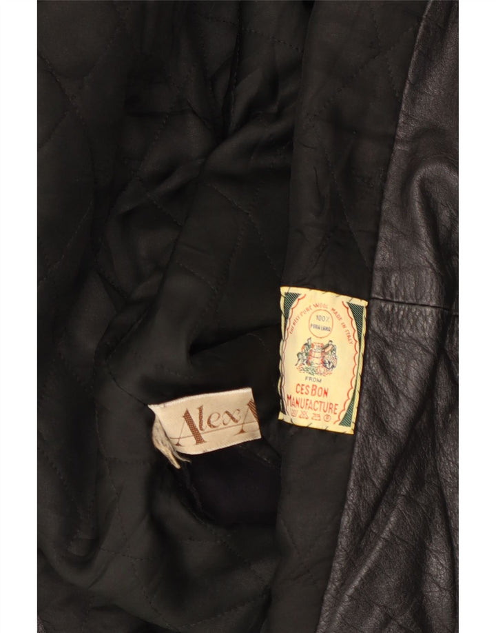 Vintage Womens Oversized Leather Jacket UK 18 XL Black Leather