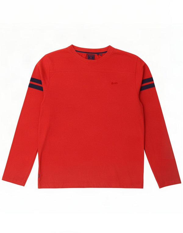 Superdry Mens Top Long Sleeve 2XL Red Striped Cotton