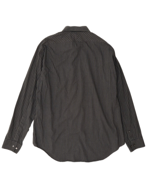 Calvin Klein Mens Slim Fit Shirt Size 17 XL Grey Check Cotton