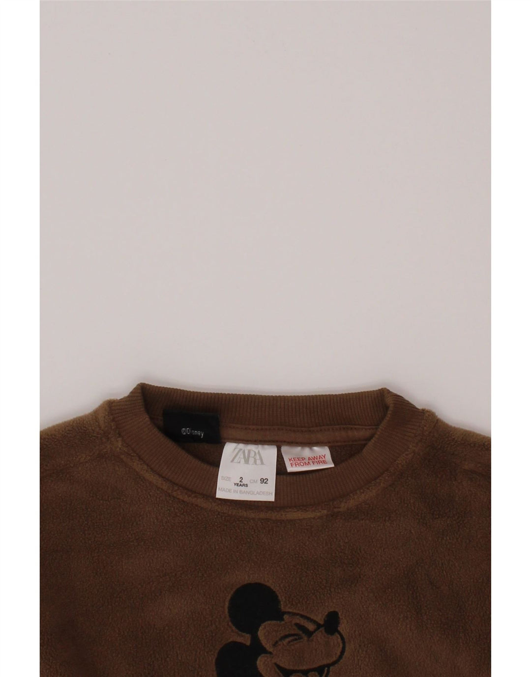 ZARA Baby Boys Mickey Mouse Fleece Jumper 18-24 Months Brown Cotton
