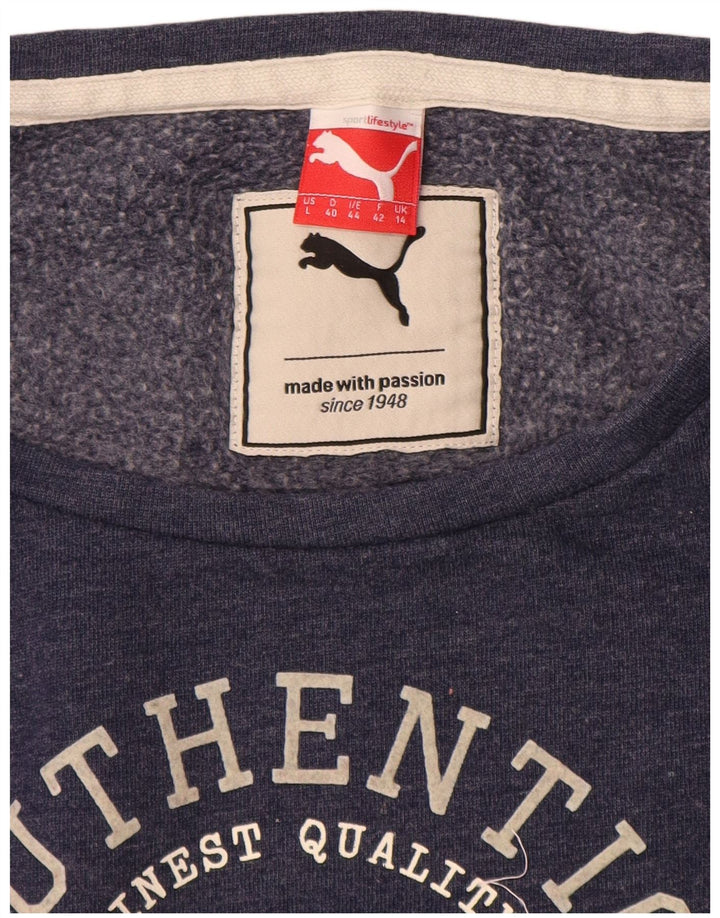 Puma Womens Graphic Sweatshirt Jumper UK 14 Large Navy Blue