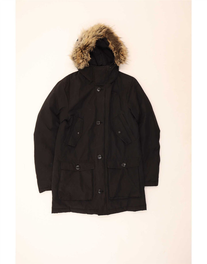 Woolrich Mens Penn-Rich Hooded Parka Jacket UK 38 Medium Black Polyester