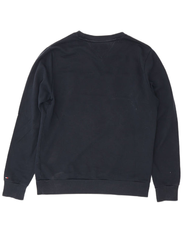 Tommy Hilfiger Mens Sweatshirt Jumper Large Navy Blue Colourblock Cotton